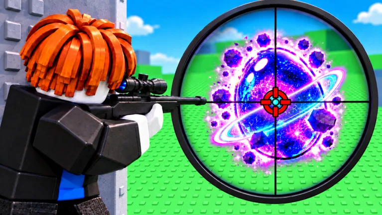 Shoot For Eggs player aiming down from a rooftop at a rare galaxy egg